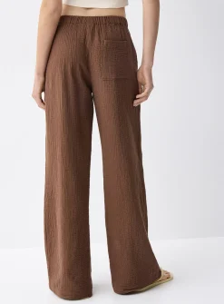 Wide-leg organic cotton gauze pant