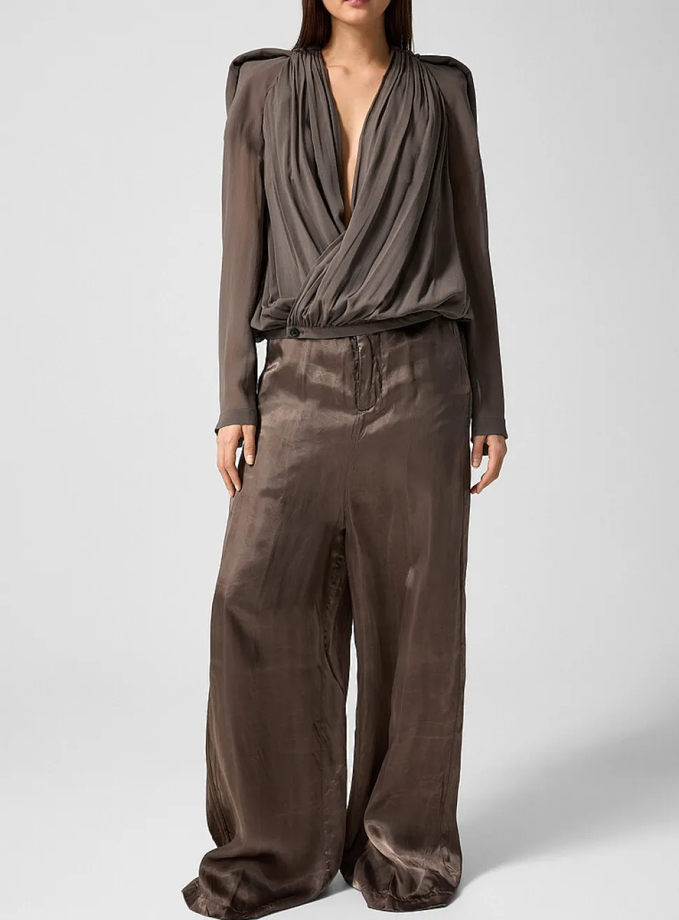 Wide-leg satiny pant