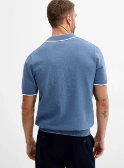 Wide-rib knit polo