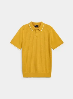 Wide-rib knit polo