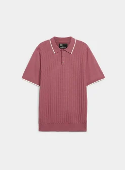 Wide-rib knit polo