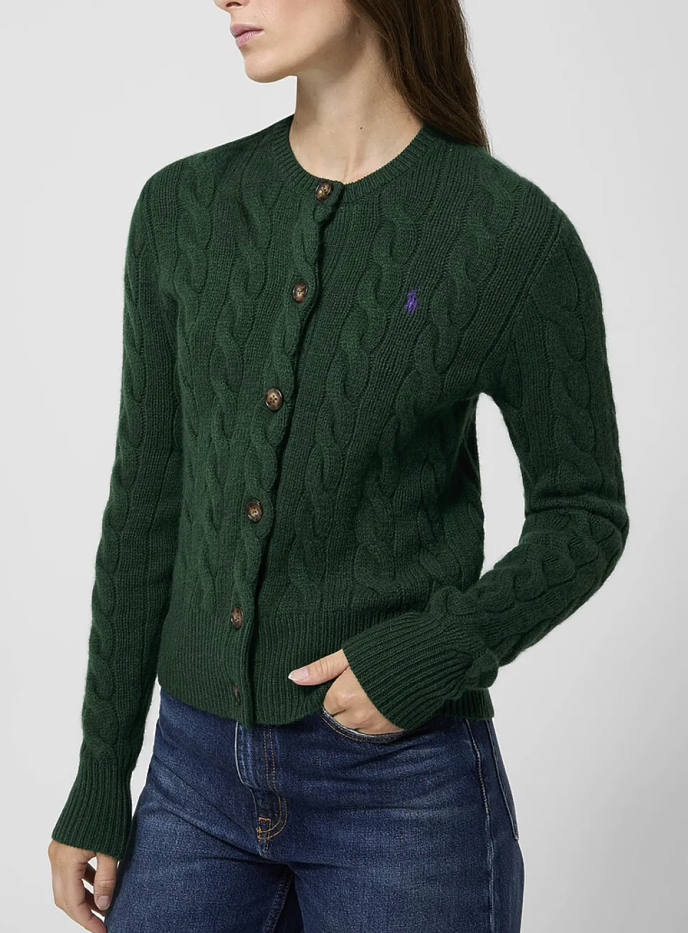 Wool and cashmere cable-knit cardigan