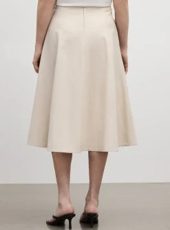 Wool-blend piqué midi skirt