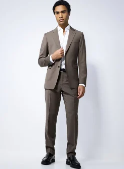 Wool-blend taupe suit