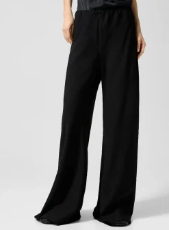 Wool-silk blend wide-leg pant