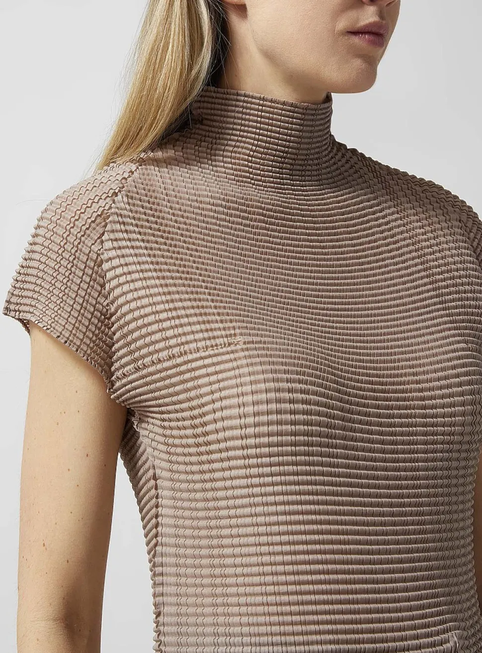 Wooly Pleats mock-neck top