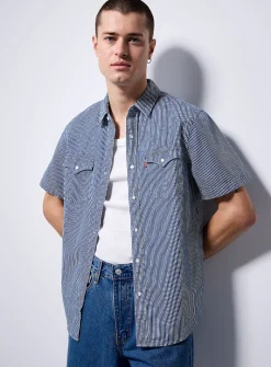 Worker-stripe Western shirt