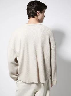 Worn waffled jersey T-shirt
