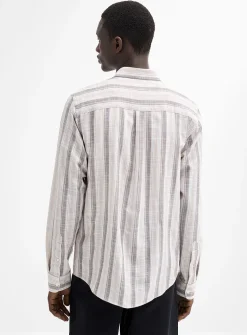 Woven vertical stripe shirt