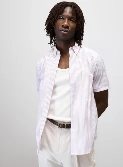 Woven-stripe poplin shirt