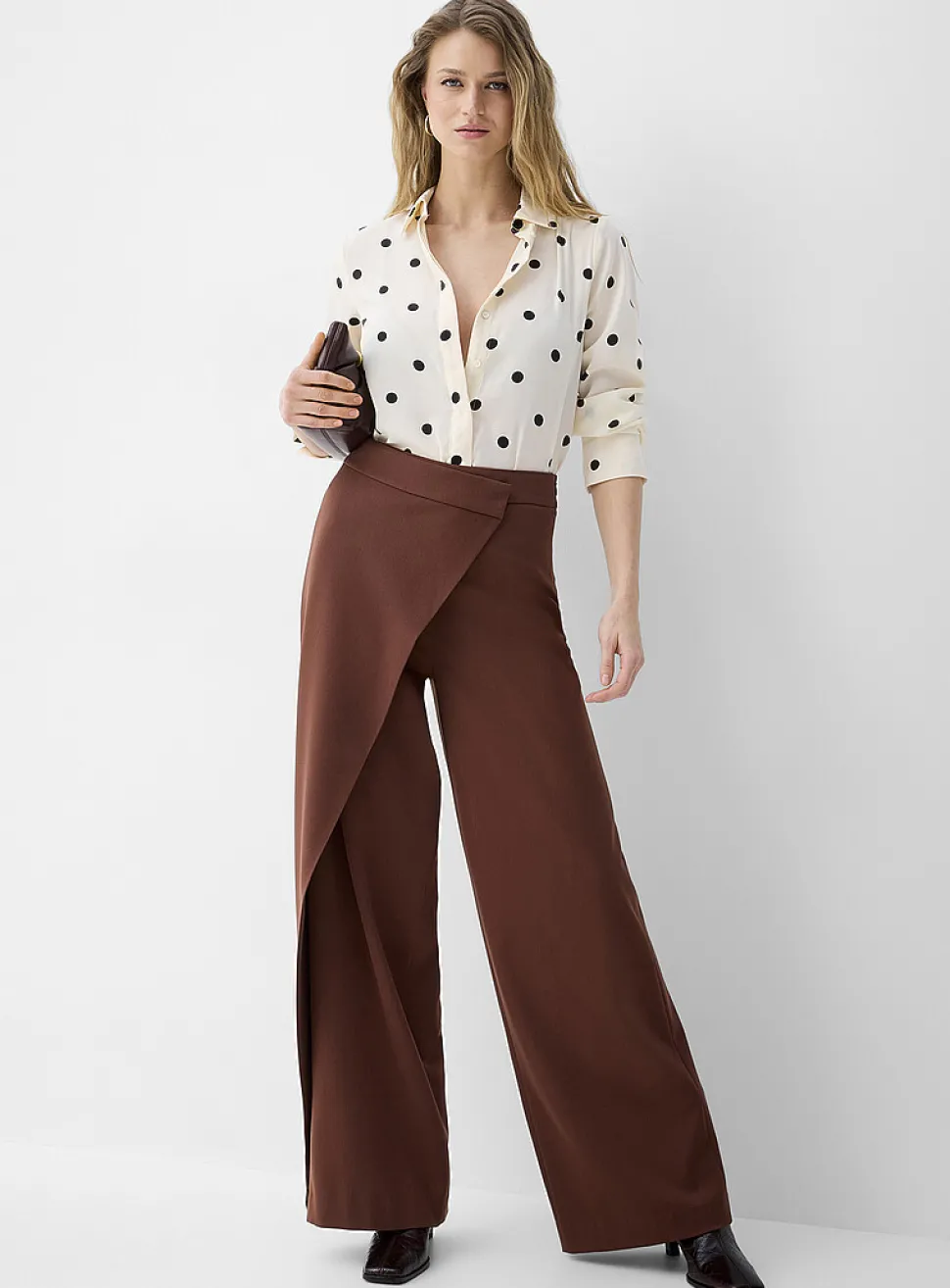 Wrap-style wide-leg pant