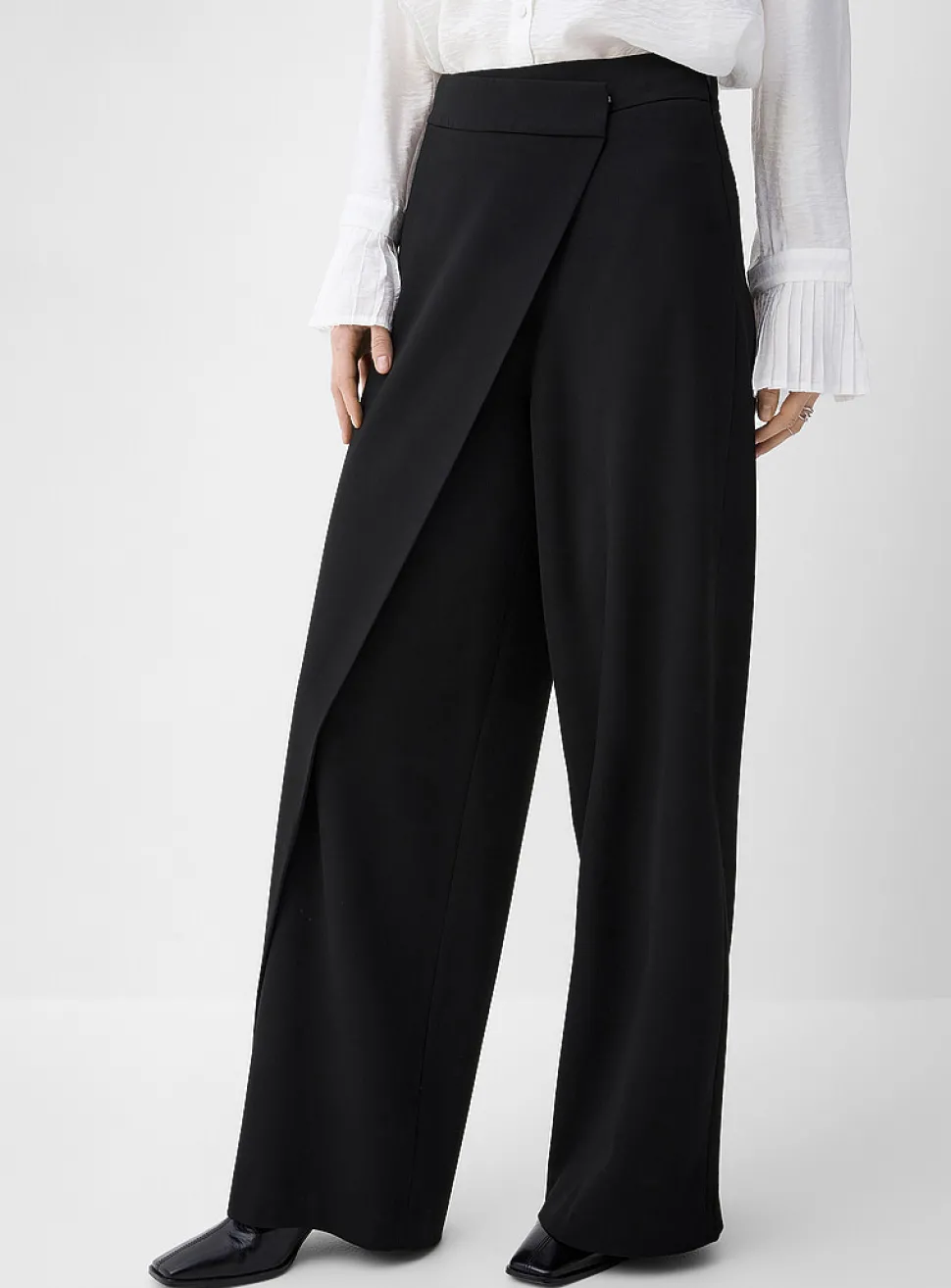 Wrap-style wide-leg pant