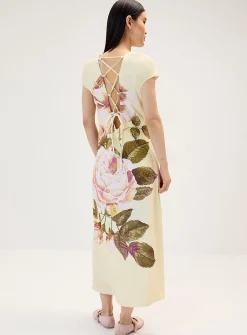 XL flowers laced back maxi dress