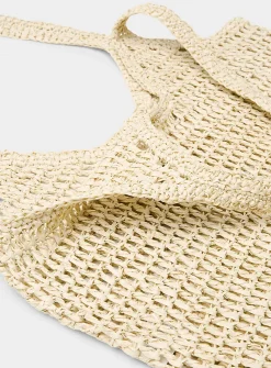 XL openwork braided straw tote bag