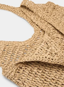 XL openwork braided straw tote bag