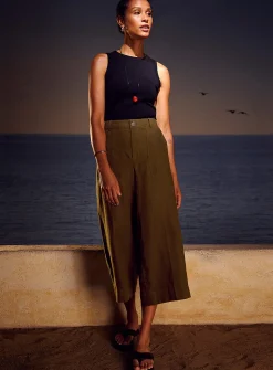 XL pockets pure linen cropped pant