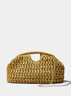 XL woven paper straw clutch