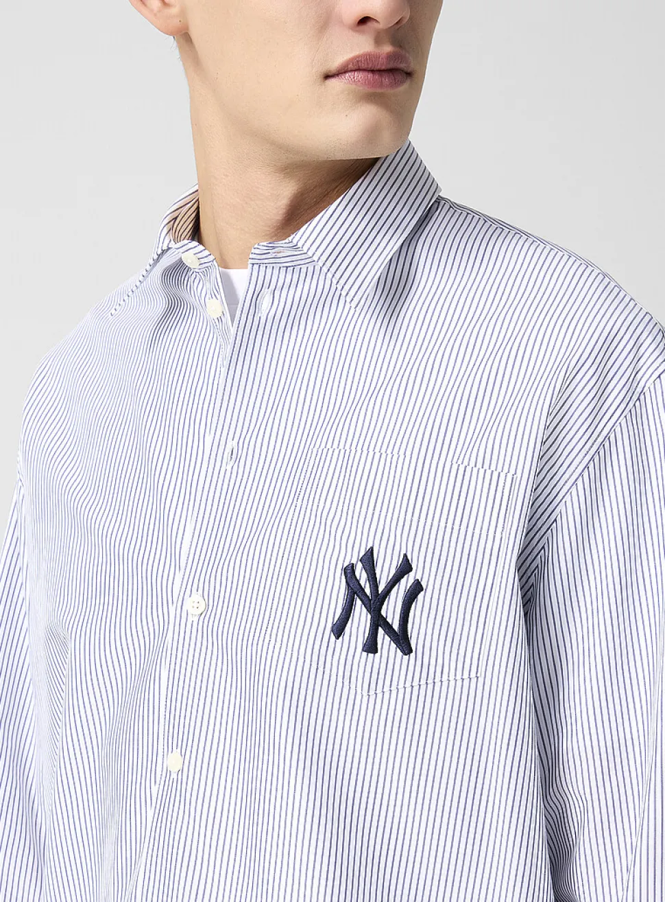 Yankees embroidered logo striped shirt