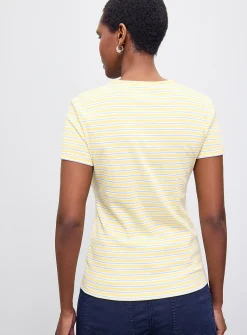 Yellow striped mini-rib T-shirt