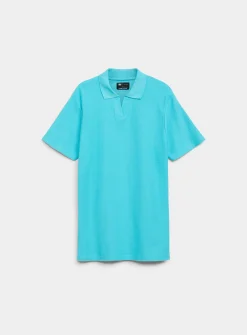 Zigzag jacquard Johnny collar polo