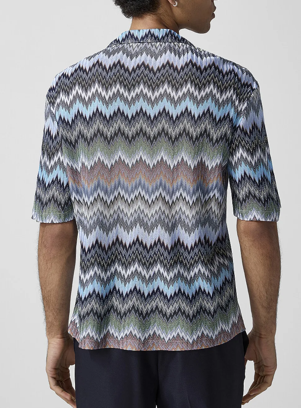 Zigzag knit cabana shirt