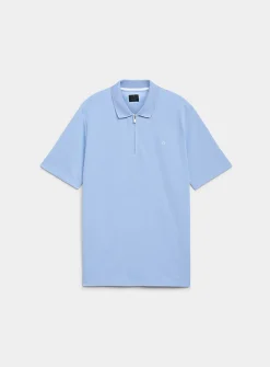Zip-neck jersey polo