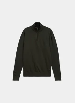 Zip-neck supple knit sweater