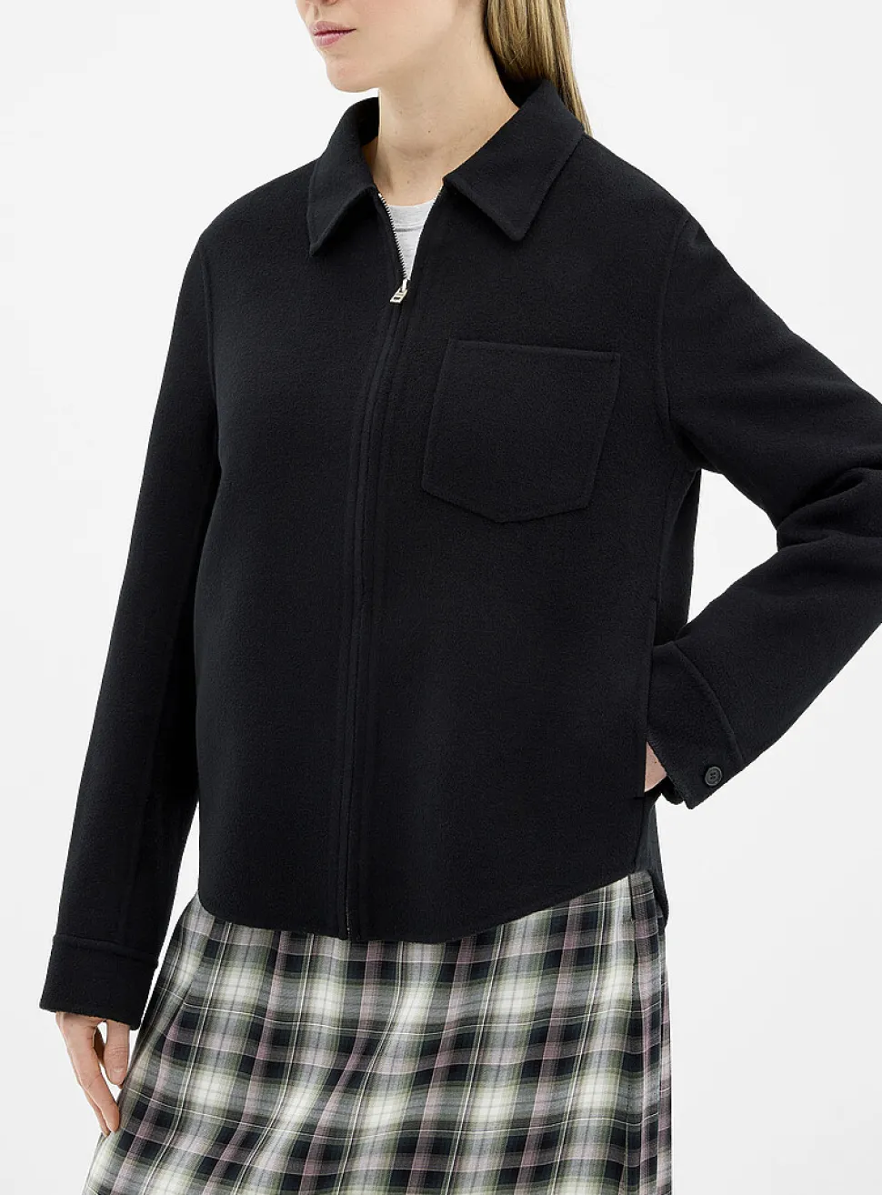 Zippered wool and cashmere overshirt