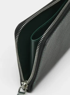 Zippered-closure leather wallet