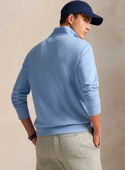 Zip-up mock-neck jersey sweater