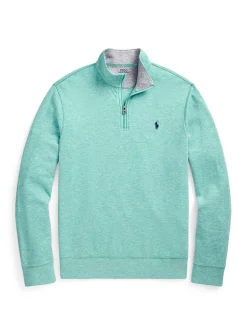 Zip-up mock-neck jersey sweater